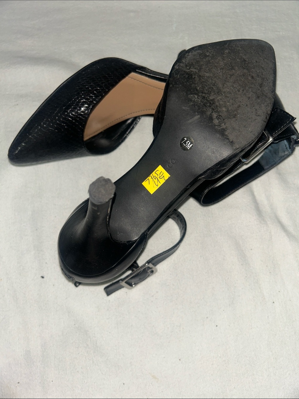 Style & Co. Black Pointed Toe Ankle-Strap Heels with Textured Finish - Picture 5 of 6